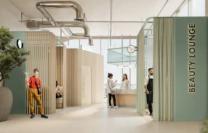 Dubai Business Bay’deki HQ by Rove projesinde yer alan Beauty Lounge’un modern iç tasarımı – zarif, konforlu ve yenilikçi bir ortam – Tohid Fetrat tarafından sunulmuştur.