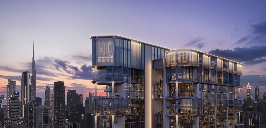 HQ by Rove in Business Bay Dubai – branded commercial tower with panoramic views of Burj Khalifa and Downtown skyline – premium offices by IRTH Developer presented by Tohid Fetrat.