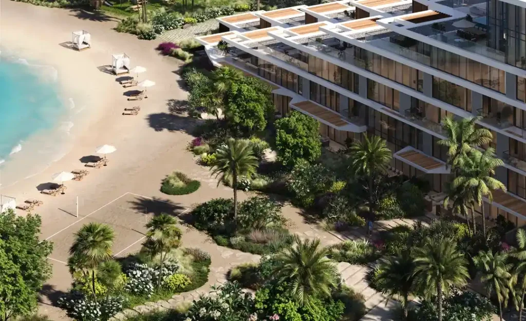 Palm Central by Nakheel featuring private beachfront amenities and landscaped gardens on Palm Jebel Ali Dubai