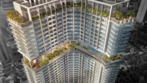 HQ by Rove in Business Bay Dubai — branded residence tower with rooftop greenery, modern design, and leisure decks — presented by Tohid Fetrat.