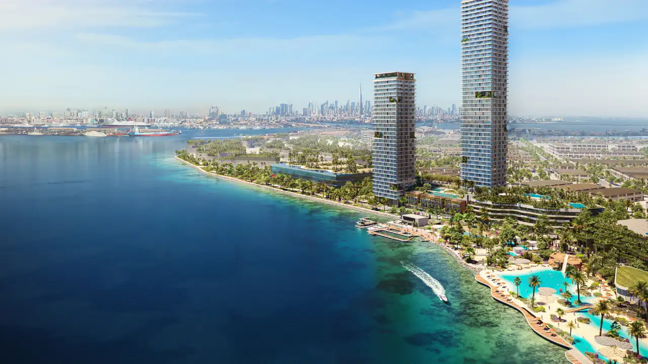 Beyond Dubai Maritime City master plan – luxury waterfront towers overlooking the Arabian Gulf and Dubai skyline, presented by Tohid Fetrat.