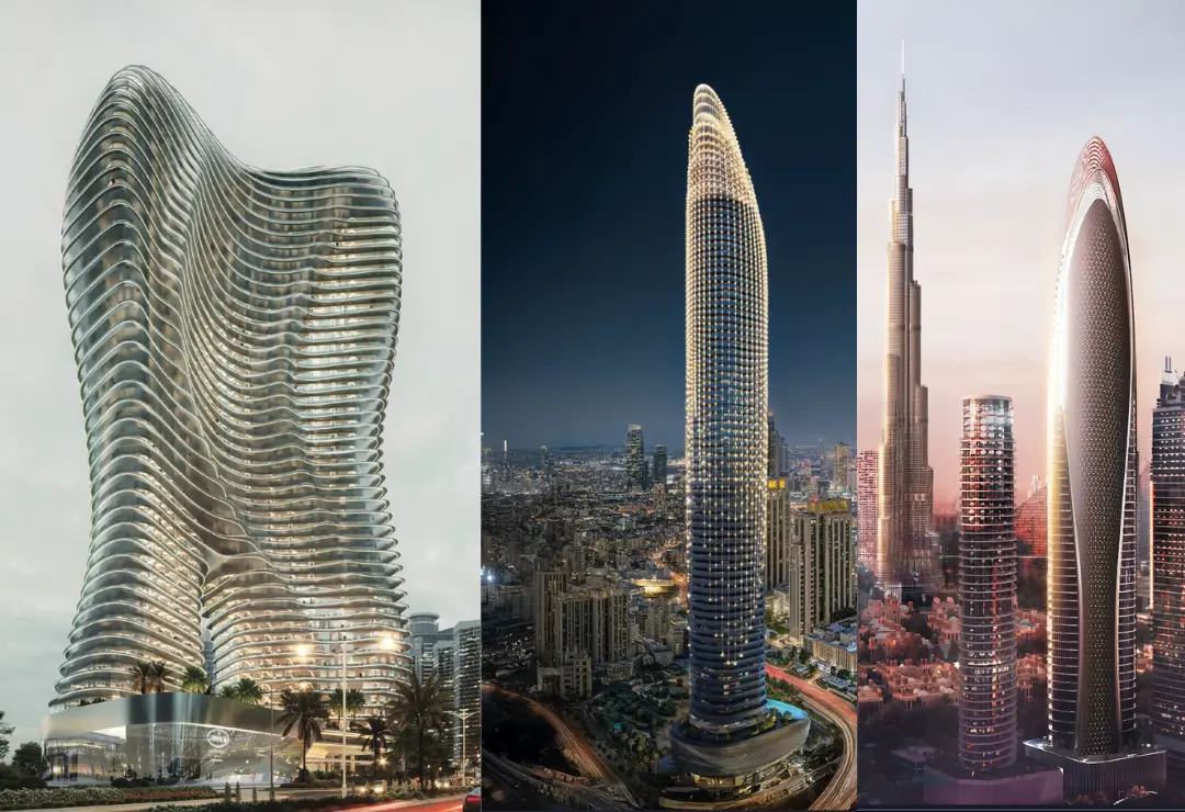 Binghatti luxury towers in Dubai – Bugatti Residences, Mercedes-Benz Places, and Skyblade by Binghatti, representing iconic branded architecture and innovation, presented by Tohid Fetrat.