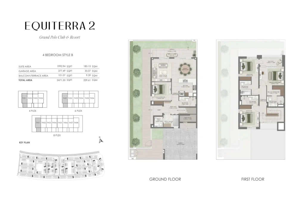 Grand Polo 4-Bedroom Townhouse by Emaar – Equiterra 2 layout showing spacious modern design with garden, terrace, and family-oriented floor plan. Presented by Tohid Fetrat.