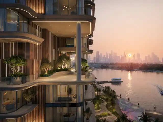 The Edit at d3 by Meraas – sunset view from luxury waterfront residence in Dubai Design District