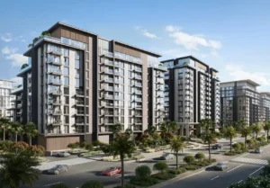 City Walk Crestlane by Meraas showing modern street facing luxury residences with glass facades landscaped avenues and urban community design in the heart of Jumeirah presented by Tohid Fetrat.