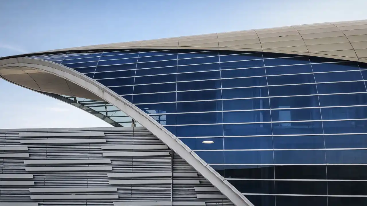 Modern Dubai Metro Green Line station architecture with a curved roof in Dubai - Presented by Tohid Fetrat