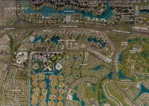 Detailed location map of Eltiera Views highlighting its proximity to Jumeirah Islands, Jumeirah Lake Towers, Dubai Marina, Sheikh Zayed Road, and key Dubai landmarks, showcasing excellent connectivity. Presented by Tohid Fetrat.