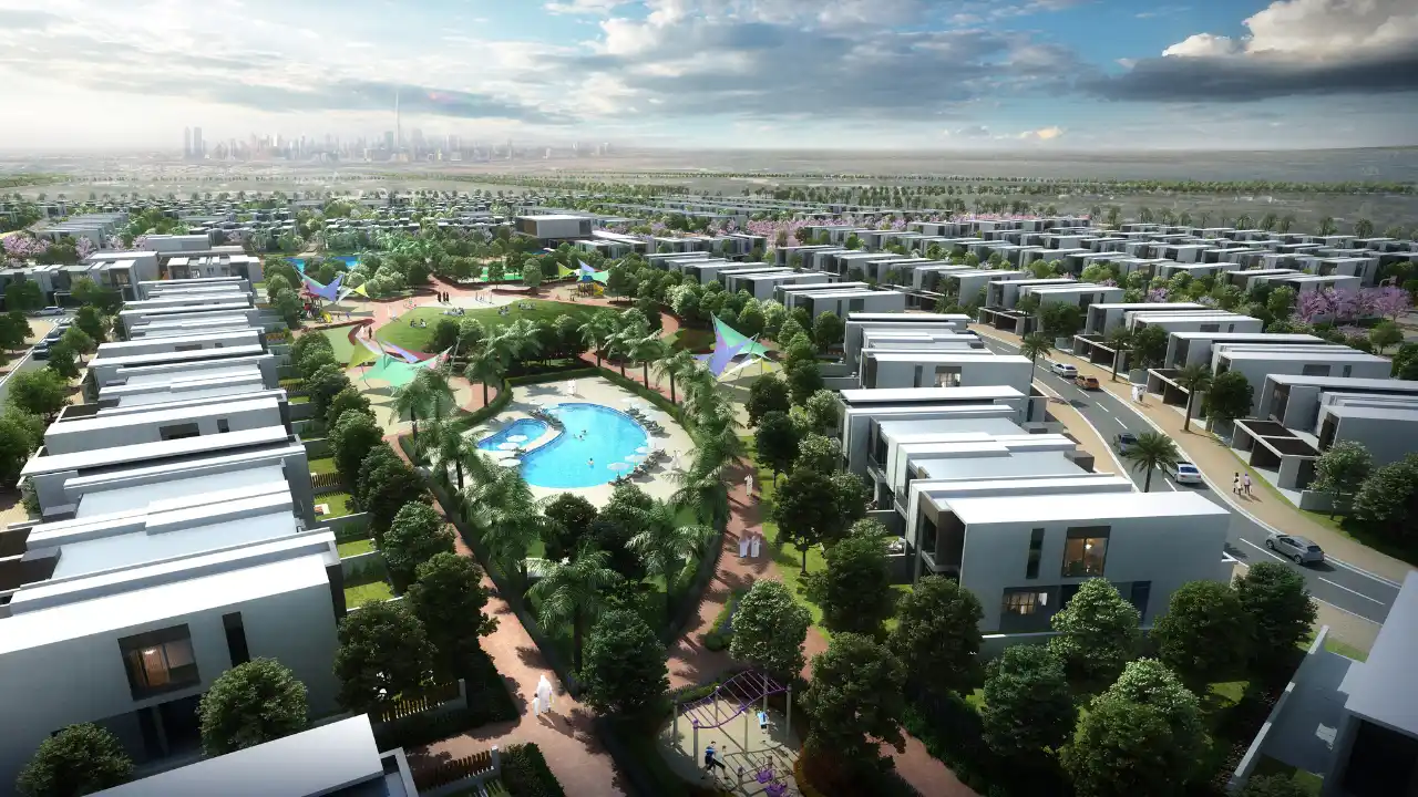 Cherrywoods by Meraas — family villa community in Dubai with green parks, swimming pools, and Downtown skyline views — presented by Tohid Fetrat.