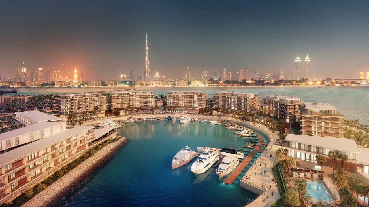 Jumeirah Bay Island by Meraas — exclusive waterfront community with private marina, sea views, and Burj Khalifa skyline — presented by Tohid Fetrat.