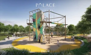 Palace Residences Hillside by Emaar — family park and kids play area with climbing wall in Dubai Hills Estate — presented by Tohid Fetrat.