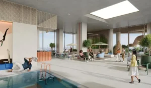 HQ by Rove spa cafe and wellness lounge with indoor pool, relaxed seating areas, and social café setting designed for balance and wellbeing in Dubai, Presented by Tohid Fetrat