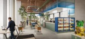 HQ by Rove vitamin bar and communal café with healthy drinks counter, casual seating, and modern interiors in Dubai, Presented by Tohid Fetrat