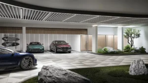 Enclosed luxury parking and private residents lobby at Passo by Beyond Palm Jumeirah featuring secure underground parking premium vehicle spaces refined architectural finishes and exclusive access for residents. Presented by Tohid Fetrat.