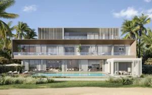 Type B exterior of Bay Villas Beachfront Villas with private pool, layered terraces and modern architecture in Island B Dubai Islands Presented by Tohid Fetrat