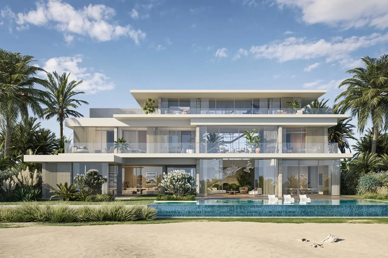 Bay Villas Beachfront Villas Type C exterior modern beachfront architecture private pool Island B Dubai Islands Presented by Tohid Fetrat