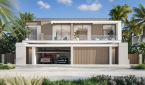 Bay Villas Garden Villa frontage at Island B Dubai Islands by Nakheel with private driveway and contemporary architecture Presented by Tohid Fetrat