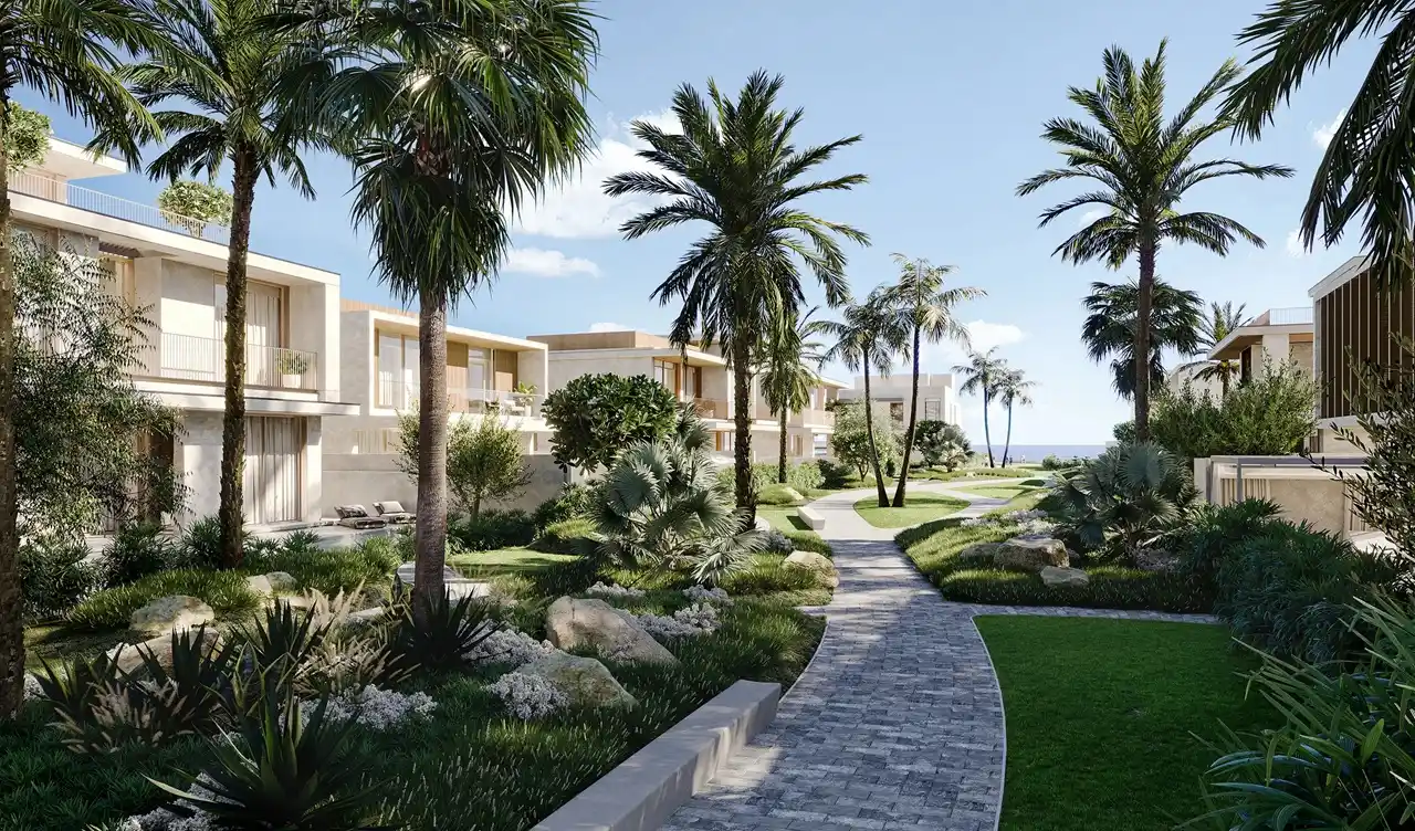 Bay Villas by Nakheel landscaped garden walkway Dubai Islands luxury villas Gulf view Presented by Tohid Fetrat