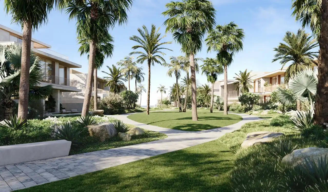 Bay Villas by Nakheel landscaped garden Dubai Islands luxury villas community Gulf view Presented by Tohid Fetrat