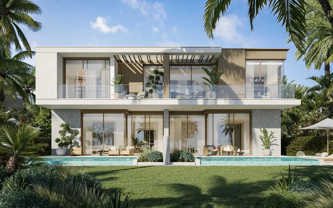 Bay Villas Semi Detached Villas Type A exterior view modern architecture Island B Dubai Islands Presented by Tohid Fetrat