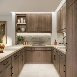 Bay Villas Semi Detached Villas Type A kitchen option 1 modern wooden cabinetry Island B Dubai Islands Presented by Tohid Fetrat