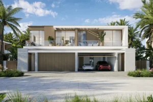 Bay Villas Semi Detached Villas Type C exterior façade modern design private parking Island B Dubai Islands Presented by Tohid Fetrat