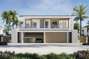 Bay Villas Semi Detached Villas Type D front exterior modern architecture double garage Island B Dubai Islands Presented by Tohid Fetrat