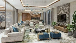 Barbados at DAMAC Islands 2 luxury villa interior living room modern open plan design Dubai Presented by Tohid Fetrat