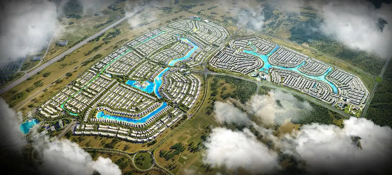 Barbados at DAMAC Islands 2 aerial masterplan overview lagoon community layout Dubai Presented by Tohid Fetrat