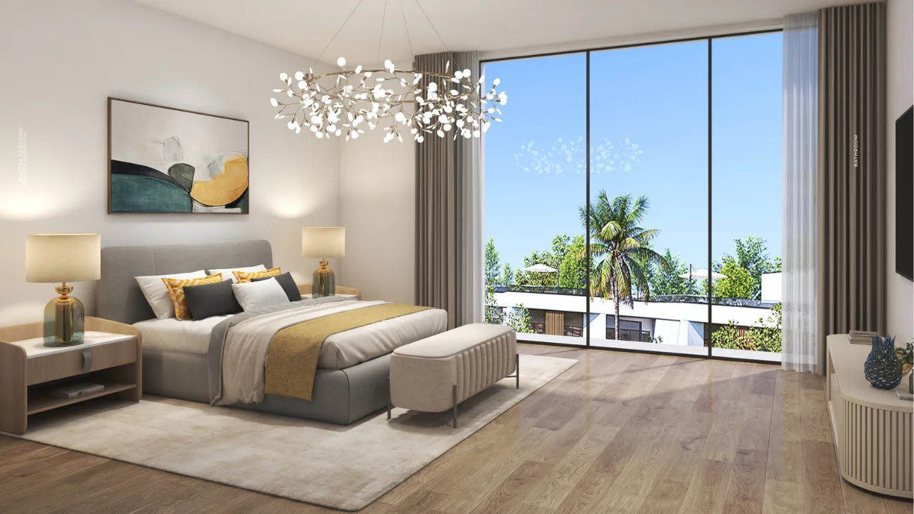Bermuda at DAMAC Islands 2 bedroom interior in twin villa featuring modern design floor to ceiling windows and serene residential community setting Dubai Presented by Tohid Fetrat