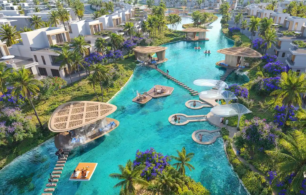 Maui at DAMAC Islands 2 lagoon villa waterfront with leisure pavilions landscaped walkways and community setting Dubai Presented by Tohid Fetrat