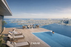 Emaar Beachfront infinity pool sea view lifestyle Dubai Presented by Tohid Fetrat
