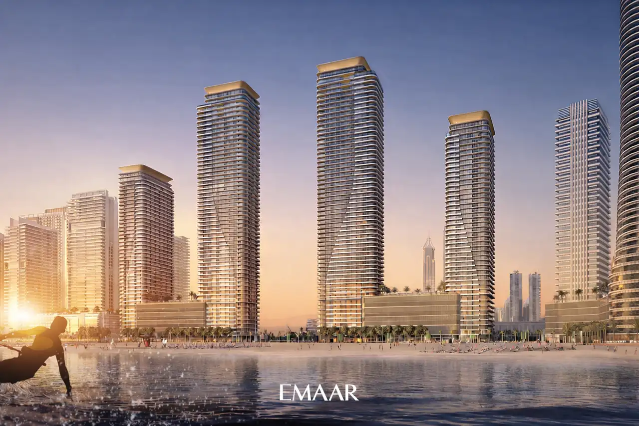 Emaar Beachfront waterfront towers sunset lifestyle Dubai Presented by Tohid Fetrat