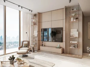 Sea Cliff Residence living room interior view Dubai Islands Dubai Presented by Tohid Fetrat