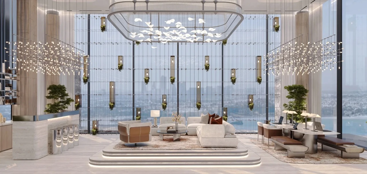 Sea Cliff Residence lobby interior sea view Dubai Islands Dubai Presented by Tohid Fetrat
