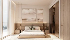Sea Cliff Residence master bedroom interior Dubai Islands Dubai Presented by Tohid Fetrat