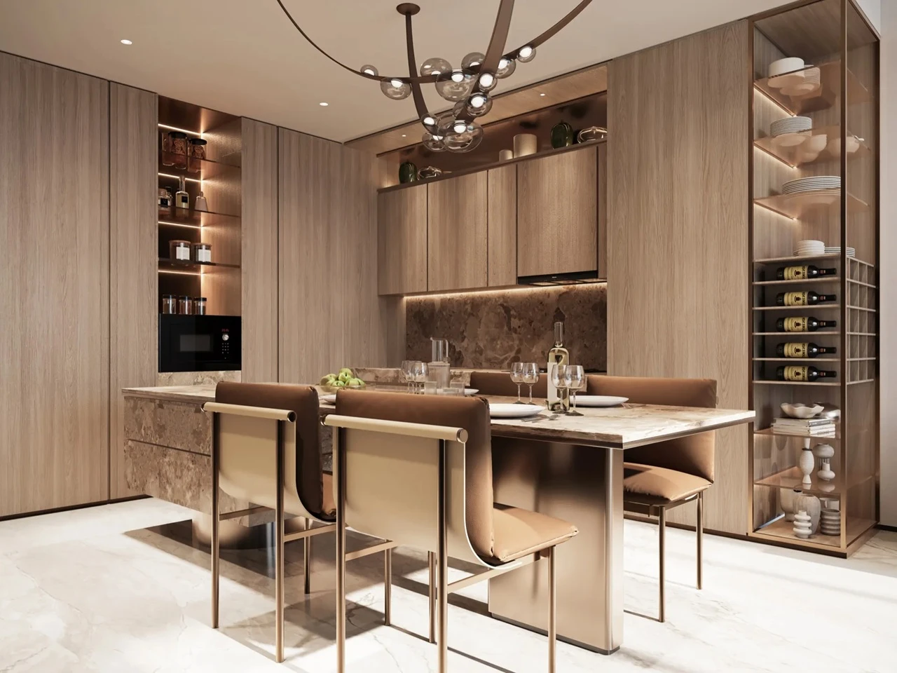 Sea Cliff Residence modern kitchen interior Dubai Islands Dubai Presented by Tohid Fetrat