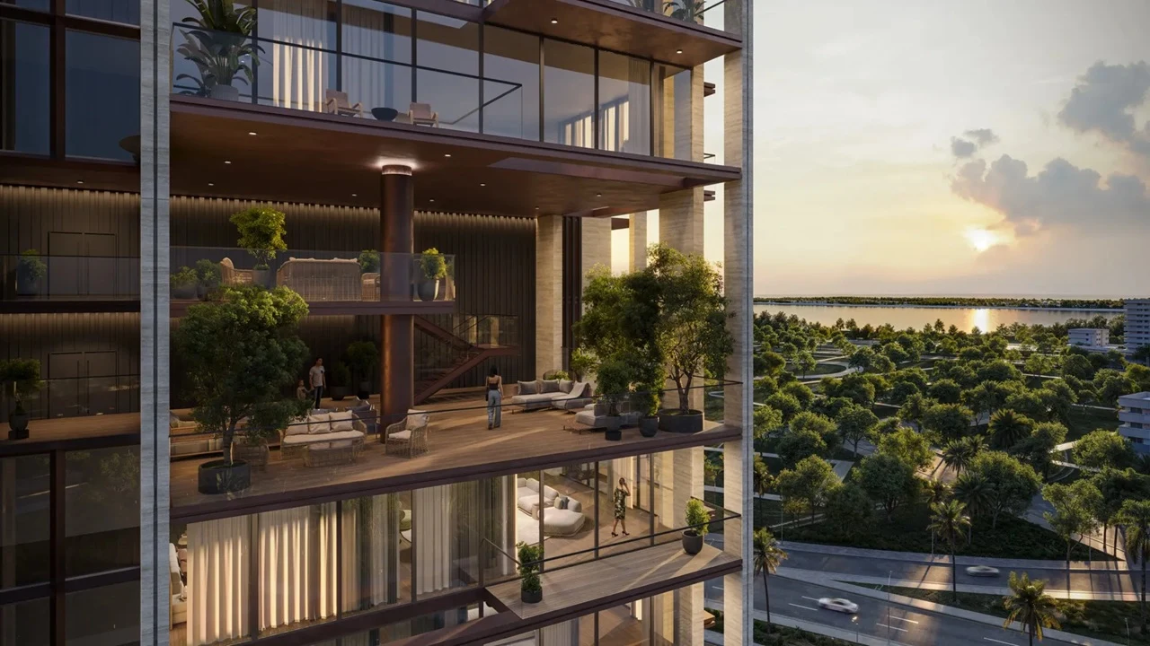 Sea Cliff Residence open balcony sunset view Dubai Islands Dubai Presented by Tohid Fetrat