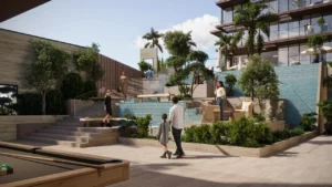 Sea Cliff Residence terraced garden water features Dubai Islands Dubai Presented by Tohid Fetrat