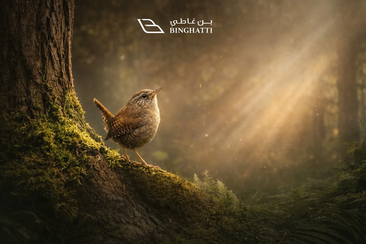 Nature inspired concept visual with bird on tree branch symbolizing tranquil environment at Tilal Binghatti Phase 1 Dubai Presented by Tohid Fetrat