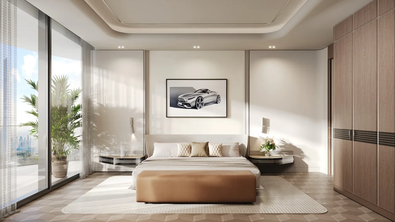 Vision Iconic bedroom interior at Mercedes Benz Places Binghatti City Dubai luxury branded residence Presented by Tohid Fetrat