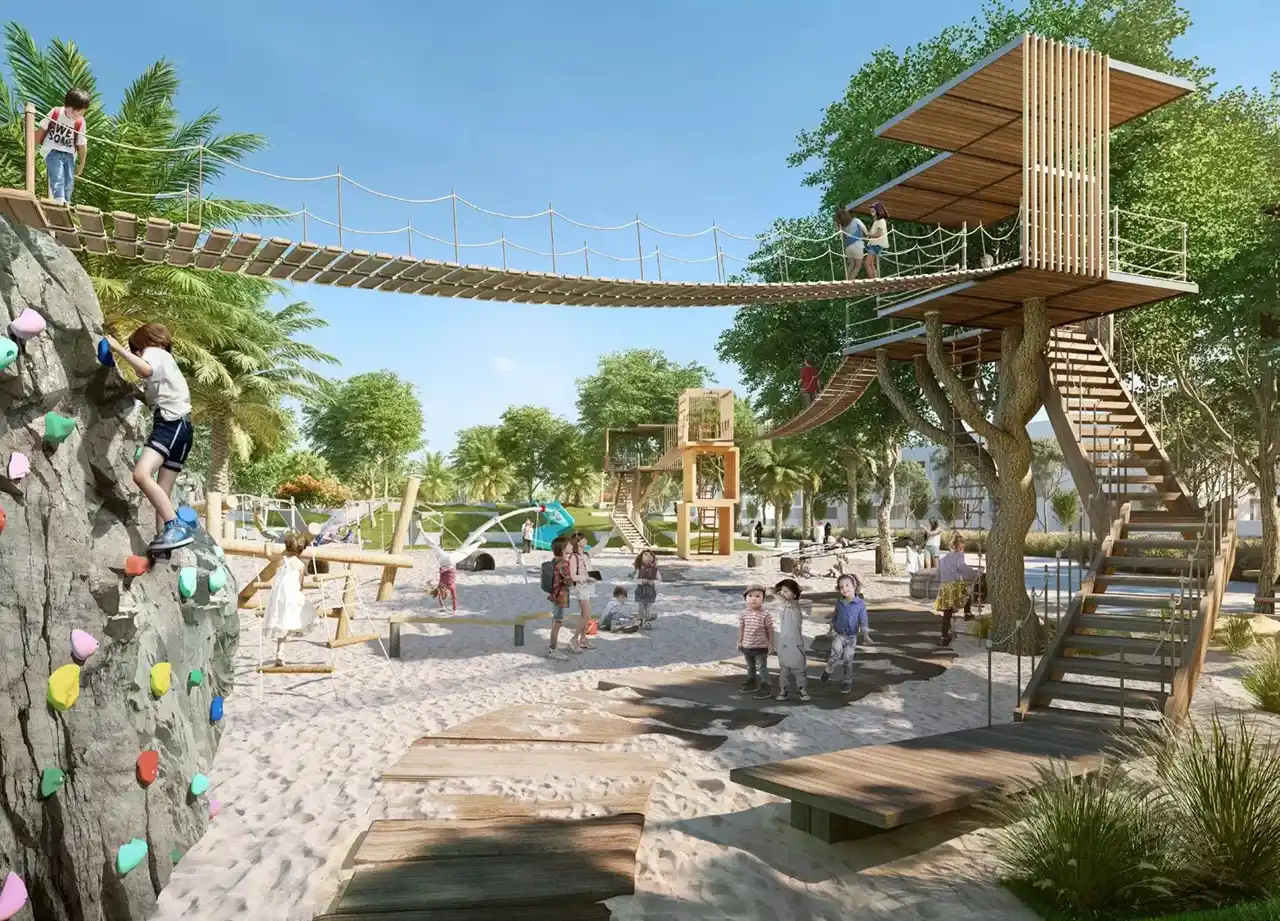 Alana at The Valley by Emaar adventure playground with climbing wall rope bridge and outdoor play areas for kids in Dubai - Presented by Tohid Fetrat