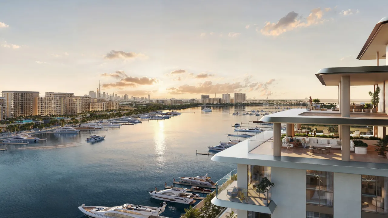 Aurea marina sunset terrace view at Rashid Yachts & Marina in Mina Rashid, Dubai - Presented by Tohid Fetrat