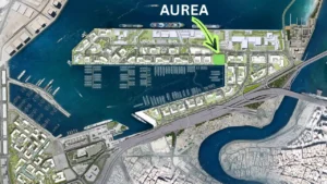 Aurea masterplan location map at Rashid Yachts & Marina in Mina Rashid, Dubai - Presented by Tohid Fetrat