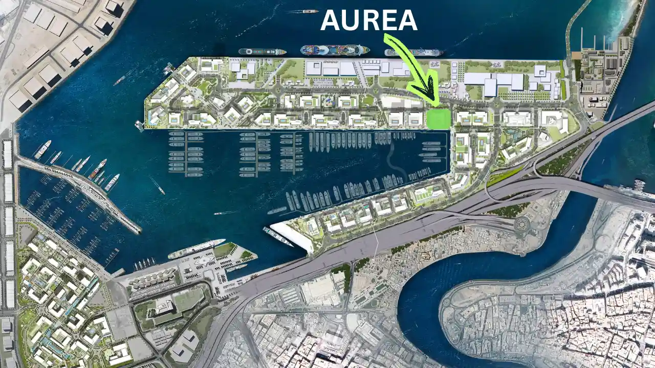 Aurea masterplan location map at Rashid Yachts & Marina in Mina Rashid, Dubai - Presented by Tohid Fetrat