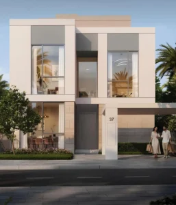 Avelia at The Valley by Emaar modern villa facade with large windows and entrance design in Dubai - Presented by Tohid Fetrat