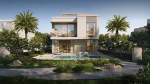 Avelia at The Valley by Emaar modern villa with private garden and swimming pool surrounded by greenery in Dubai - Presented by Tohid Fetrat
