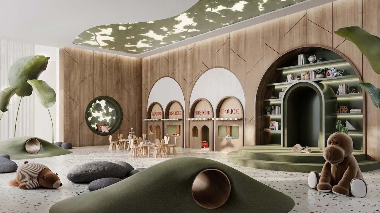 kids playroom interior at Bay Grove Residences on Dubai Islands Island B in Dubai presented by Tohid Fetrat