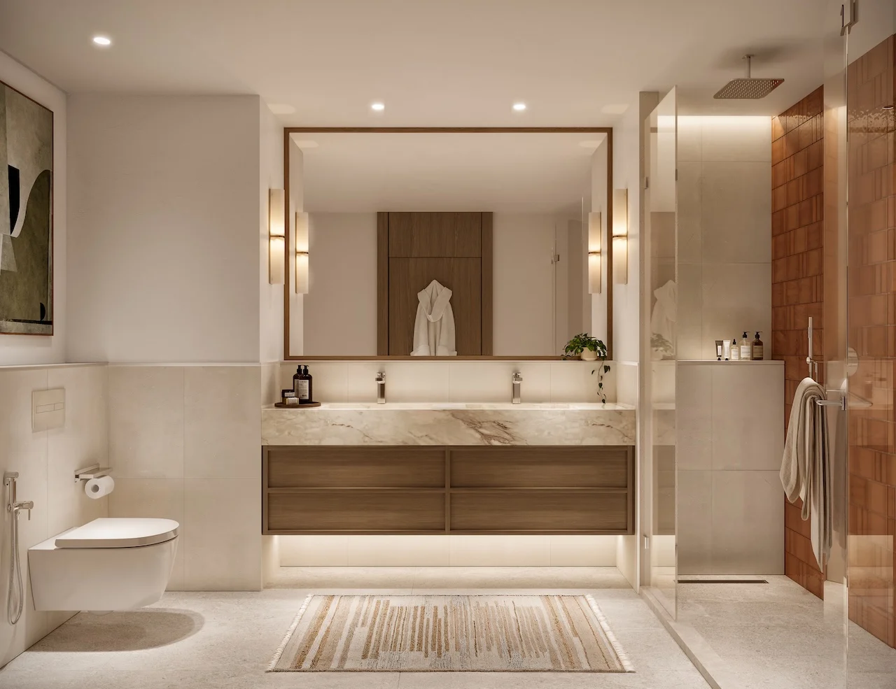 luxury bathroom interior at Bay Grove Residences on Dubai Islands Island B in Dubai presented by Tohid Fetrat