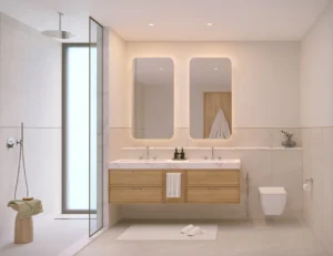 Double vanity bathroom at Bay Grove Residences Phase 1 Dubai Islands Island B Presented by Tohid Fetrat
