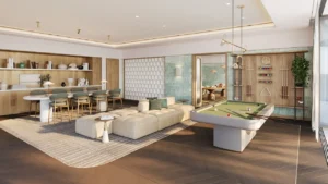 Residents lounge with billiards at Bay Grove Residences Phase 2 Dubai Islands Island B Presented by Tohid Fetrat